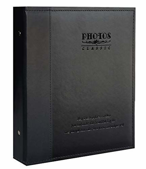 Picture of Zoview Leather Photo Album Holds 3X5, 4X6, 5X7, 6X8, 8X10 Photos, Dust-Free, Air-Free, and Waterproof, Hand Made DIY Albums (Black, Medium)