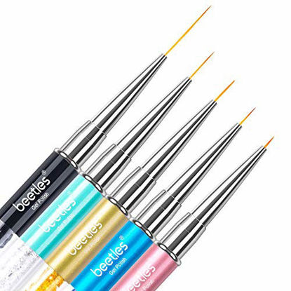 Picture of Nail Art Liner Brushes, Beetles Gel Painting Nail Art Design Brush Pen Set Diamond application Rhinestone Handle, Nail Dotting Painting Drawing Pen Size 5/7/9/11/20mm, 5Pcs