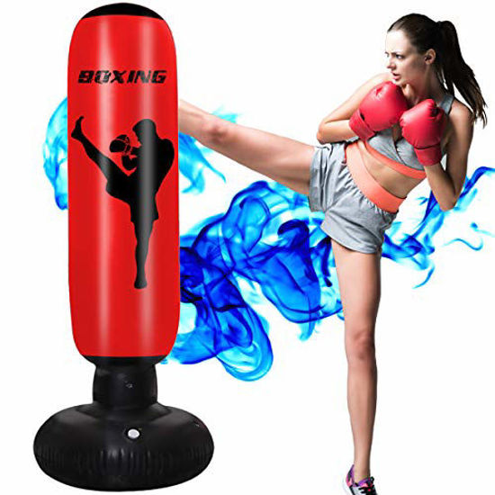 Picture of AuGcGoGo 67" Inflatable Punching Bag- Standing Boxing Bag for Adults and Kids,Free Standing Boxing Toy for Kids