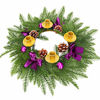 Picture of FORUP 19" Traditional Christmas Advent Wreath, Purple Ribbon Advent Wreaths, Christmas Centerpiece Decorations, Advent Candle Holder Wreath and X-mas Candles Decorations