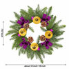 Picture of FORUP 19" Traditional Christmas Advent Wreath, Purple Ribbon Advent Wreaths, Christmas Centerpiece Decorations, Advent Candle Holder Wreath and X-mas Candles Decorations