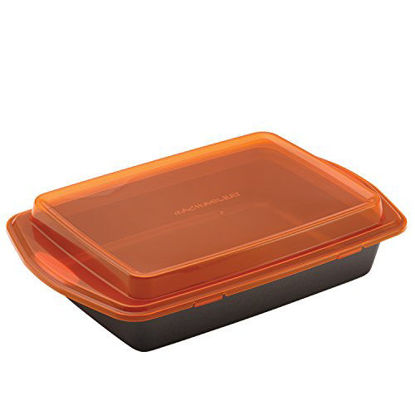 Picture of Rachael Ray Nonstick Bakeware with Grips Nonstick Baking Pan With Lid and Grips/ Nonstick Cake Pan With Lid and Grips, Rectangle - 9 Inch x 13 Inch, Gray