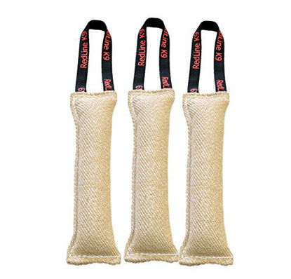 Picture of Bundle of 3 Jute Tug Toys 3" x 8" with 1 Handle Redline K9