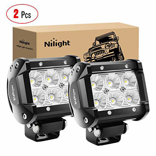 Picture of Nilight - 60001F-B Led Pods 2PCS 18W 1260LM Flood Led Off Road Lights Super Bright Driving Fog Light Boat Lights Driving Lights Led Work Light for Trucks, 2 Years Warranty