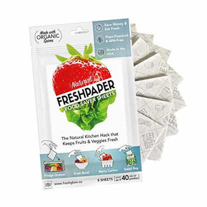 Picture of THE FRESHGLOW Co FRESHPAPER Food Saver Sheets for Produce, 8 Reusable Sheets (1 Pack), Keeps Fruits & Vegetables Fresh for 2-4x Longer- Made in the USA