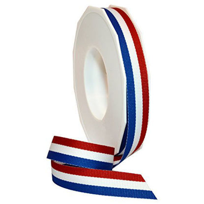 Picture of Morex Ribbon Stripes Ribbon, 5/8 in x 20 yd, Red/White/Blue