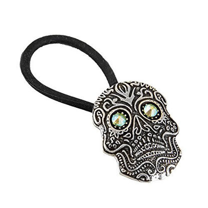 Picture of Ponytail Holder, Hair Accessory, Women's Hair Tie, Sugar Skull, Handcrafted in the USA by Oberon Design