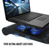 Picture of ENHANCE Gaming Laptop Cooling Pad Stand with LED Cooler Fans , Adjustable Height , & Dual USB Port for 17 inch Laptops - 5 Ultra Quiet High Performance Fans 2630 RPM & Built-In Bumpers - Blue