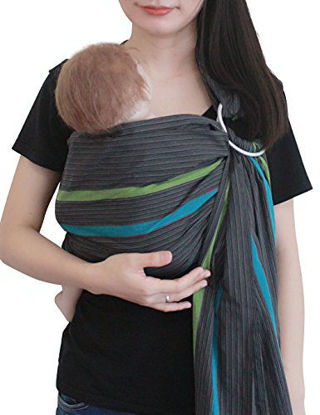 Picture of Vlokup Baby Sling Ring Sling Carrier Wrap | Extra Soft Lightweight Cotton Baby Slings for Infant, Toddler, Newborn and Kids | Great Gift, Lightly Padded Adjustable Nursing Cover Grey Rainbow