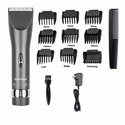 Picture of Sminiker Professional Hair Clippers Cordless Haircut Machine Barber Shavers Rechargeable Hair Cutting Kit with , 9 Comb, Guides - Grey