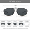 Picture of SUNGAIT Ultra Lightweight Rectangular Polarized Sunglasses UV400 Protection (Black Frame Gray Lens, 62) Metal Frame 2458 HKH