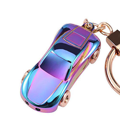 Picture of Creative Key Chain Car Keychain Flashlight with 2 Modes LED Lights 2 in 1 Car Key Chain Ring for Office Backpack Purse Charm,Great Gift for Men or Women(Colorful)