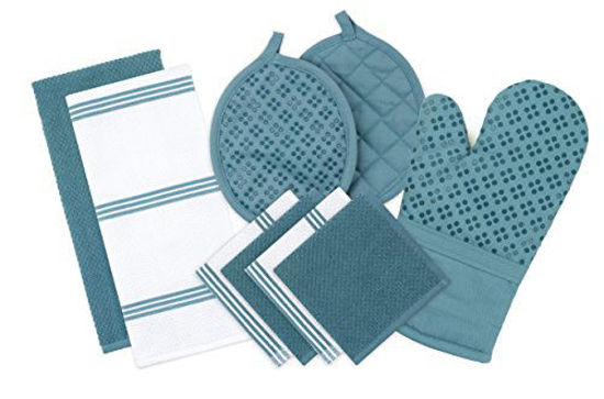 Sticky Toffee, 6 Pack, Cotton Terry Kitchen Towel and Dishcloth Set, Dark  Blue