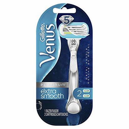 Picture of Venus Platinum Extra Smooth Metal Handle Women's Razor Handle plus 2 Blade Refills