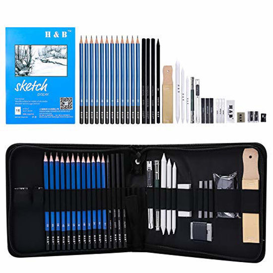 Professional Art Kit 33pcs Drawing and Sketch Pencils Erasers Bag Sketchpad  Set for sale online