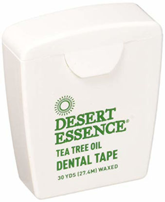 Picture of Desert Essence Tea Tree Oil Dental Tape Infused with Tea Tree Oil & Mint - Beeswax Adds Easy-Glide for Hard-to-Reach Places -Plant-Based Care For Dental Health - 30 Yards (Pack of 6)