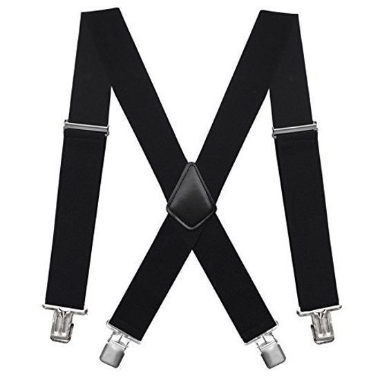 Picture of Fasker Mens Suspenders X-Back 2" Wide Adjustable Solid Straight Clip Suspenders