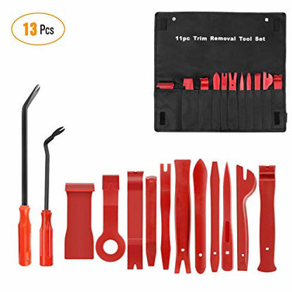 Picture of GOOACC Nylon Bumper Fastener Rivet Clips Car Door Clip Panel Audio Video Dashboard Dismantle Kits Installer Pry Tool (13PCS Trim Removal Tool Set)