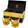 Picture of Premium Art Deco Whiskey Glass Set. 10oz Bourbon Glasses In Stylish Gift Box. Genuine Lead Free Crystal Scotch Glasses Designed In Europe. 2 Double Old Fashioned Rocks Glasses For Liquor And Alcohol.