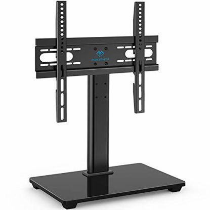 Picture of PERLESMITH Universal TV Stand - Table Top TV Stand for 37-55 inch LCD LED TVs - Height Adjustable TV Base Stand with Tempered Glass Base & Wire Management, VESA 400x400mm