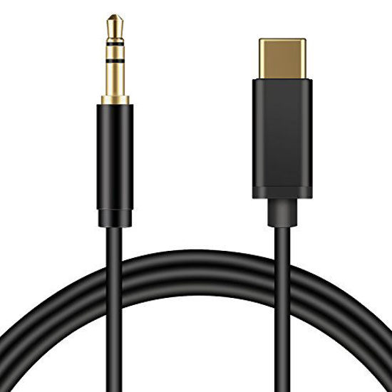 Picture of USB C to 3.5mm Audio Aux Cable, Mxcudu USB C to 3.5mm Male Headphone Audio Stereo Cord Car Aux Cable Compatible with Google Pixel 5/4/4XL/3/3XL, Galaxy Note 20/20 Ultra10/Note 10+ and More(Black)