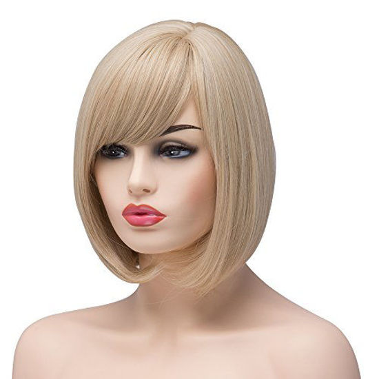 Picture of BESTUNG Short Bob Straight Synthetic Blonde Highlight Wigs for Women