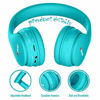 Picture of Midola Volume Limited 85dB Kids Headphone Bluetooth Wireless Over Ear Foldable Stereo Sound Noise Protection Headset with AUX 3.5mm Cord Mic for Boys Girls Cellphone Ipad Tablets TV Notebook Cyan