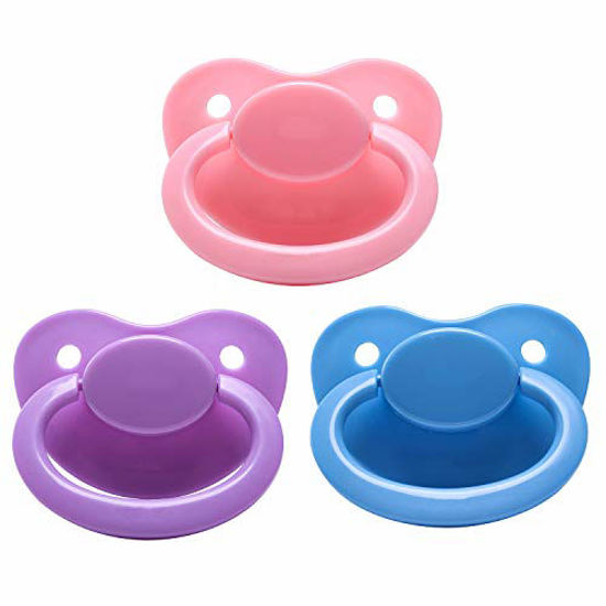 Picture of Littleforbig Adult Baby Sized Pacifier Dummy for Adullt Babies ABDL BigShield 3 Paci Pack - Pink LightBlue Purple