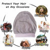 Picture of Slap Night Cap Sleep Hat Beanie - Dark Grey Women Organic Bamboo Satin Silk Lined Bonnet Summer Scarf Hair Cover for Lady Lightweight Light Thin Jersey Chemo, Gifts for Women