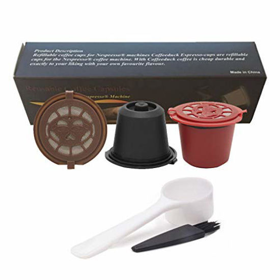 Picture of Rolin Roly 3 Pack Reusable Coffee Capsules Nespresso with Spoon and Brush for Nespresso Machines, Coffee Filters