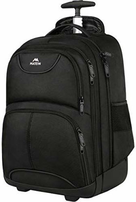 Picture of Rolling Backpack, Matein Waterproof College Wheeled Laptop Backpack for Travel, Carryon Trolley Luggage Suitcase Compact Business Bag Student Computer Bag for Men Women fit 15.6 Inch Notebook,Black