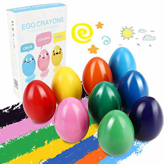 GetUSCart- Crayons for Toddlers, Palm Grip Crayons Set 9 Colors Non Toxic  Crayons Washable Paint Crayons Stackable Toys for Kids, Baby, Children,  Boys and Girls(Egg-Shaped)