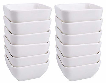 Picture of Lawei 12 Packs Ceramic Dip Bowls Set - 3 oz White Condiments Server Dishes for Sauce, Vinegar, Ketchup, BBQ