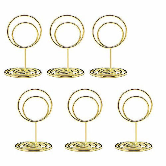 Picture of Jofefe 20pcs Mini Place Card Holders, Cute Table Number Holders, Classy Table Card Holder Table Picture Stands, Elegant Wire Photo Holder Menu Memo Clips, Idea for Wedding, Anniversary Party (Gold)