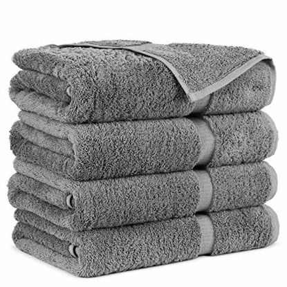 Picture of Towel Bazaar Premium Turkish Cotton Super Soft and Absorbent Towels (4-Piece Bath Towels, Gray)