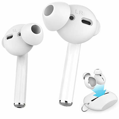 Picture of AhaStyle 4 Pairs AirPods Ear Tips Silicone Earbuds CoverNot Fit in The Charging Case Compatible with Apple AirPods/AirPods 2/ EarPods (2 Pair Large & 2 Pairs Small, White)