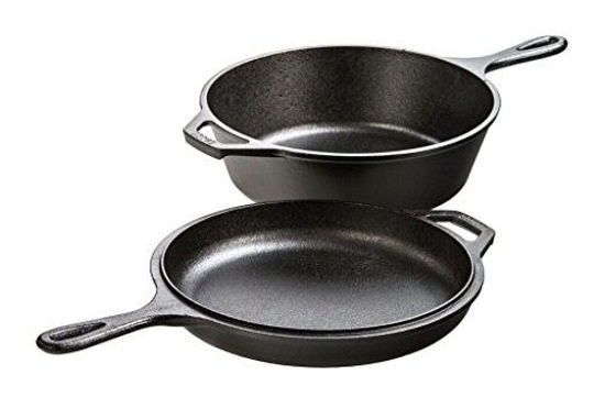 Picture of Lodge Pre-Seasoned Cast Iron Combo Cooker, 2-Piece Set, 10.25", Black