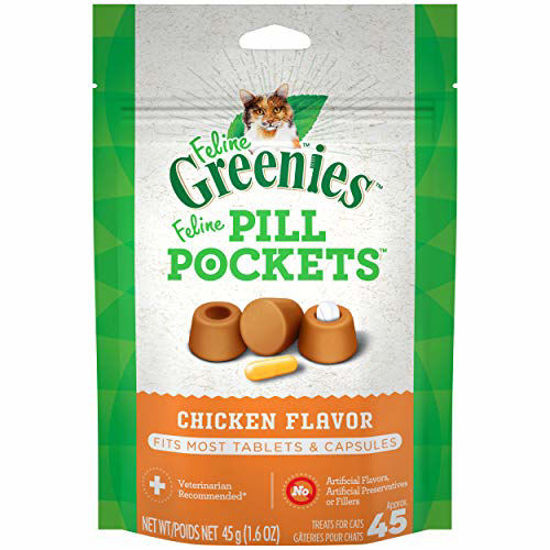 Picture of FELINE GREENIES PILL POCKETS for Cats Natural Soft Cat Treats, Chicken Flavor, 1.6 oz. Pack (45 Treats)