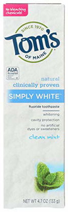 Picture of Frankel & Frankel Toms Of Maine Simply White Natural Flouride Toothpaste, Clean Mint, 4.7 Ounce