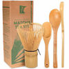 Picture of BambooMN Matcha Whisk Set - Golden Chasen (Tea Whisk) + Chashaku (Hooked Bamboo Scoop) + Tea Spoon - 1 Set - Premium Matcha Set to Prepare a Traditional Cup of Matcha