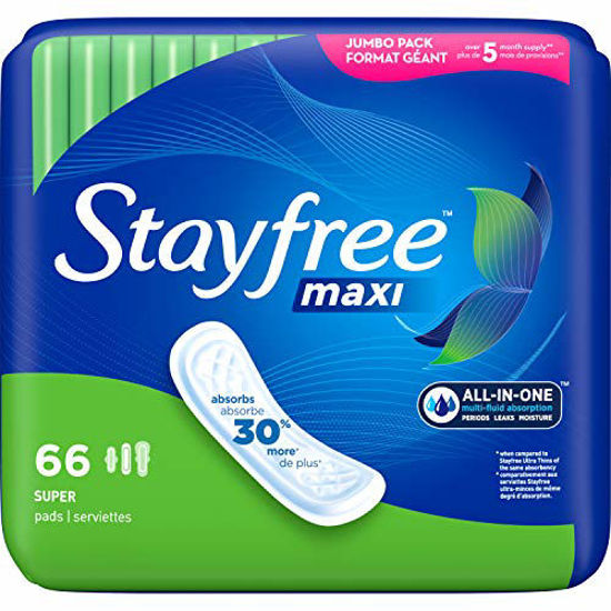 Picture of Stayfree Maxi Pads for Women, Super - 66 Count