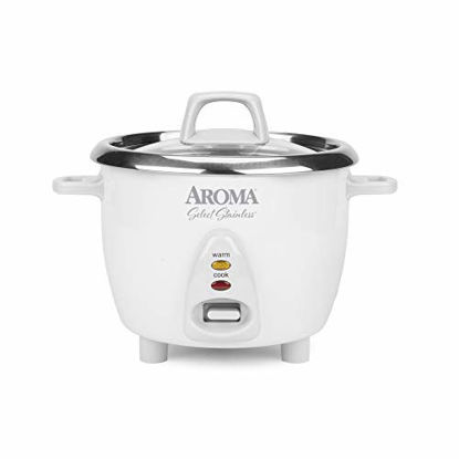 Picture of Aroma Housewares Select Stainless Rice Cooker & Warmer with Uncoated Inner Pot, 6-Cup(cooked) / 1.2Qt, ARC-753SG