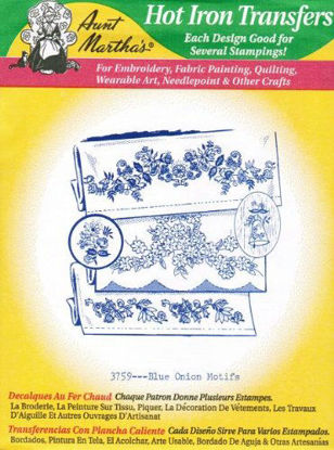 Picture of Blue Onion Motifs Aunt Martha's Hot Iron Embroidery Transfer