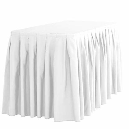 Picture of LinenTablecloth 14 ft. Accordion Pleat Polyester Table Skirt White