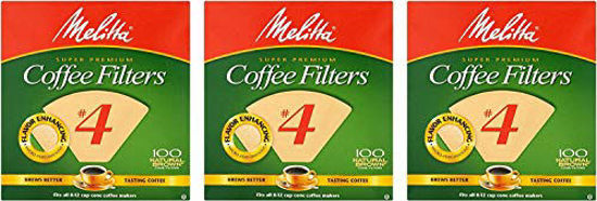 Picture of Melitta Cone Coffee Filters, Natural Brown #4, 100 Count (Pack Of 3)