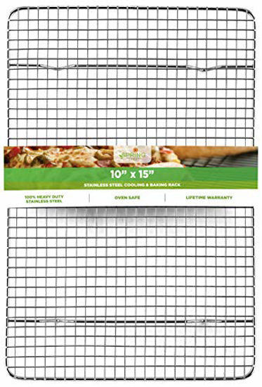 Picture of Oven Safe, Heavy Duty Stainless Steel Baking Rack & Cooling Rack, 10 x 15 inches Fits Jelly Roll Pan