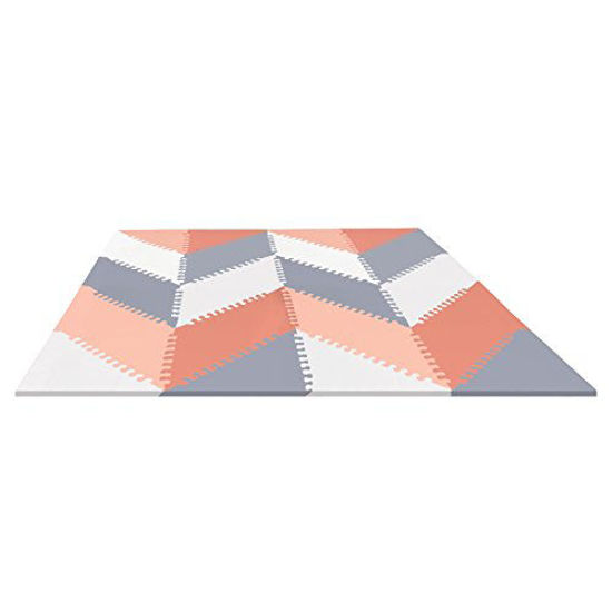 Picture of Skip Hop Foam Baby Play Mat: Playspot Interlocking Foam Floor Tiles, 70" x 56", Grey/Peach