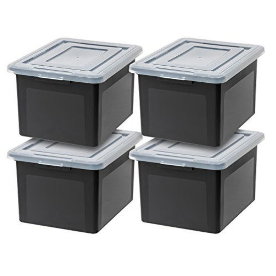 Picture of IRIS USA R-FB-21E Letter & Legal Size File Box, Medium, Black, 4 Pack