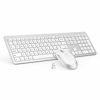 Picture of Wireless Keyboard and Mouse Combo - Full Size Slim Thin Wireless Keyboard Mouse with Numeric Keypad with On/Off Switch on Both Keyboard and Mouse - White & Silver