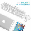 Picture of Wireless Keyboard and Mouse Combo - Full Size Slim Thin Wireless Keyboard Mouse with Numeric Keypad with On/Off Switch on Both Keyboard and Mouse - White & Silver